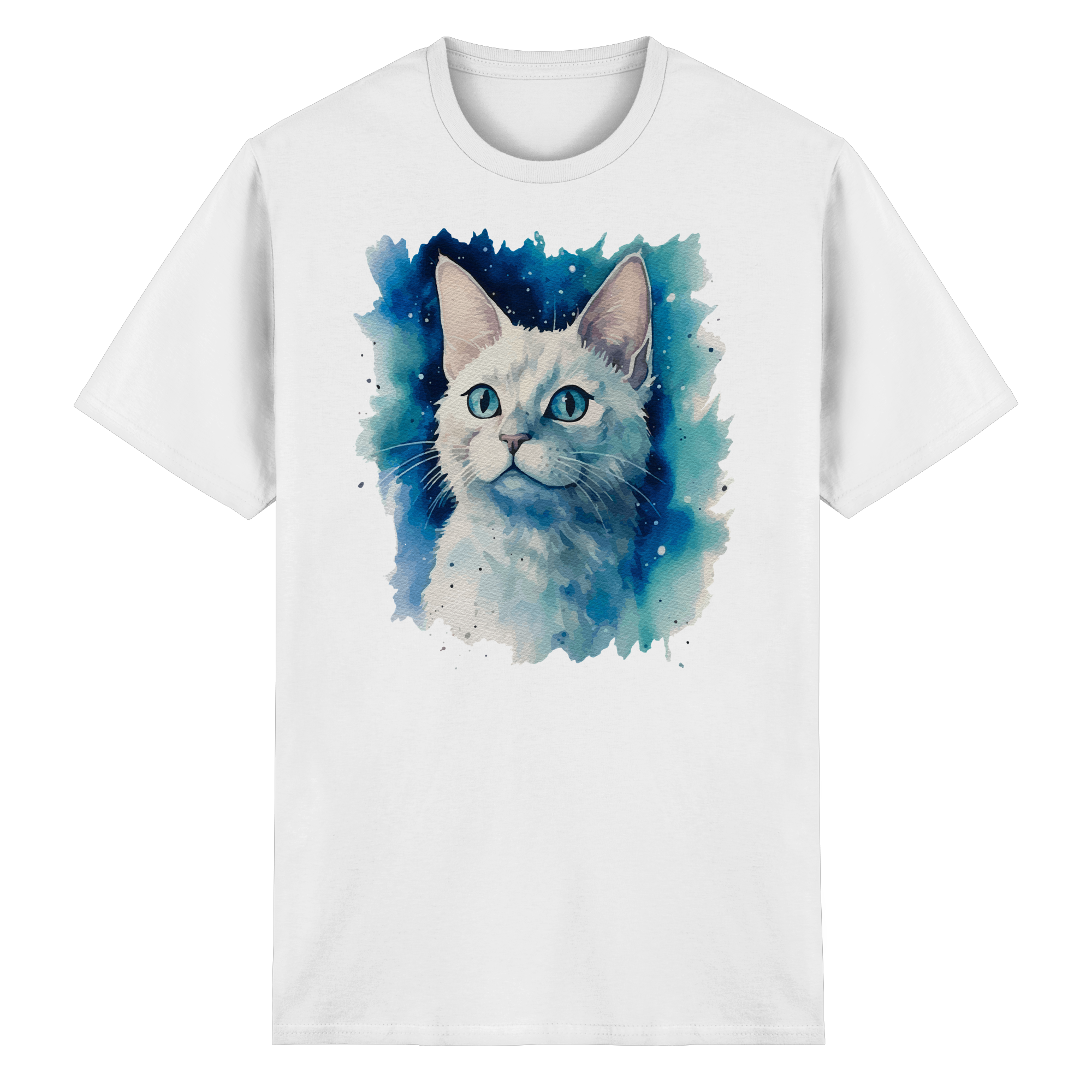 Weiße Katze im Aquarellstil - Heavy Cotton T-Shirt