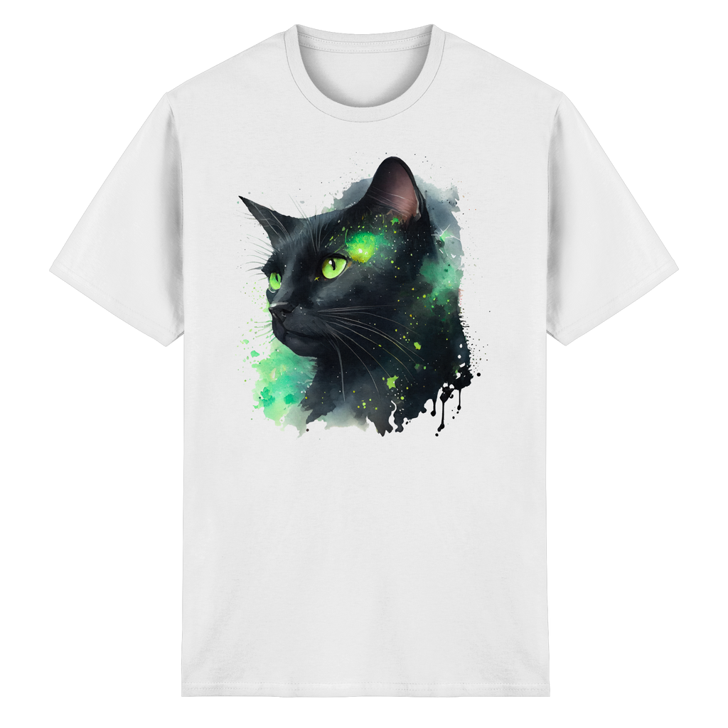 Schwarze Katze im Aquarellstil - Heavy Cotton T-Shirt