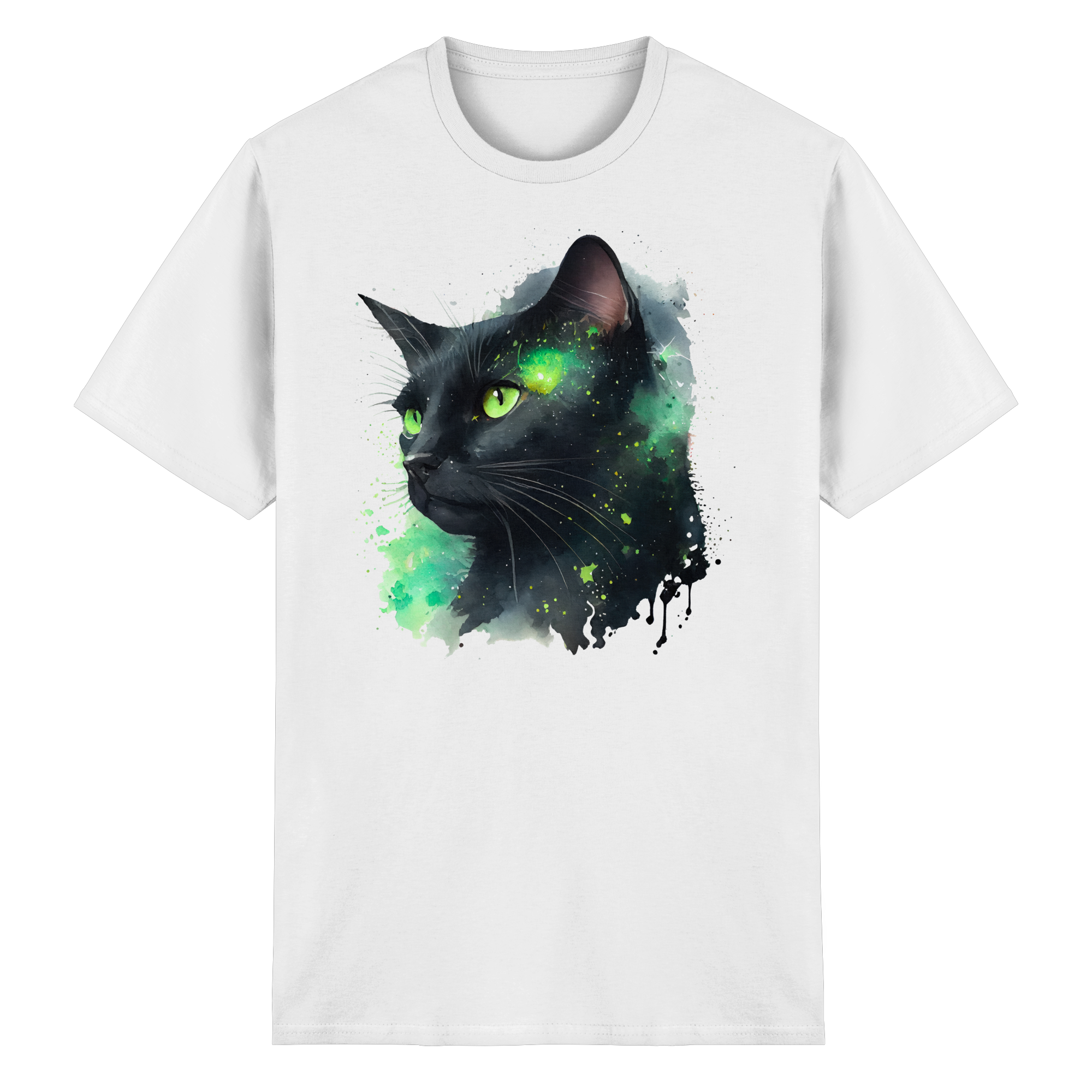 Schwarze Katze im Aquarellstil - Heavy Cotton T-Shirt
